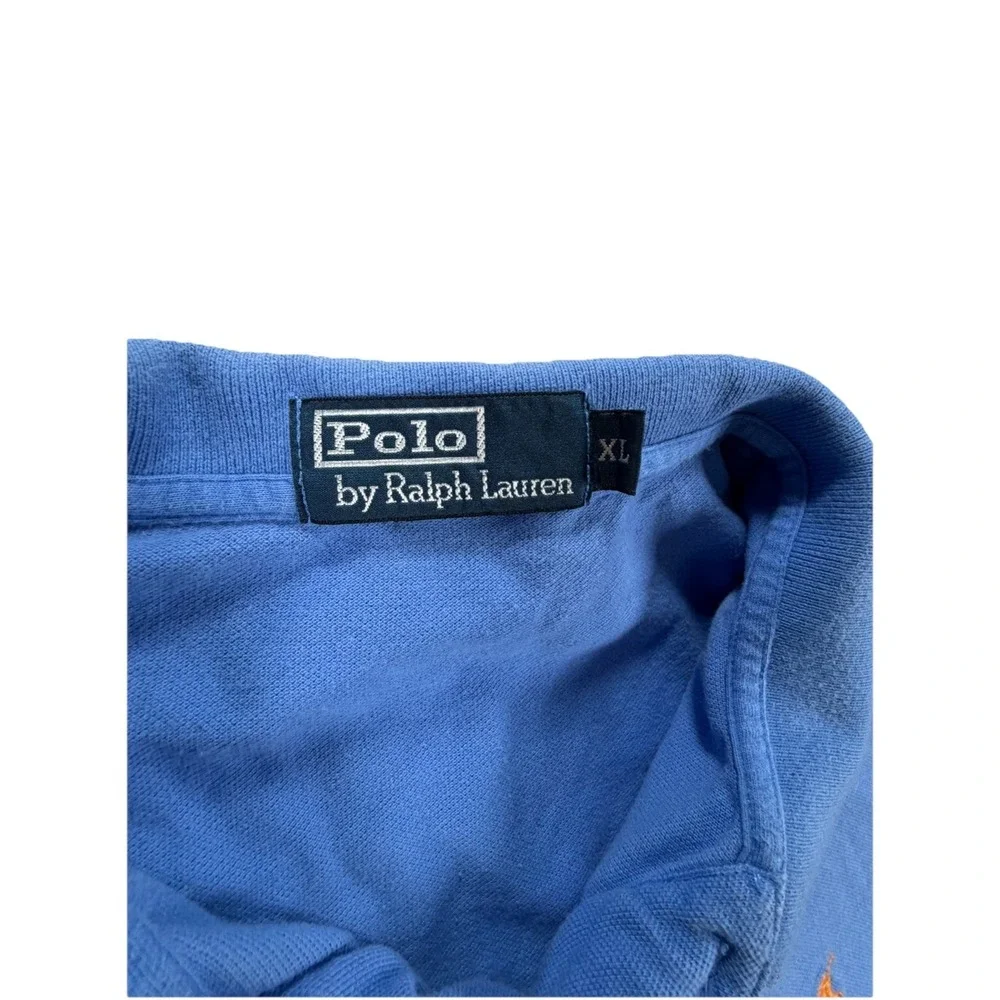 Polo Ralph Lauren Shirt Men's Extra Large Blue Polo Short Sleeve Orange Pony - Picture 5 of 5